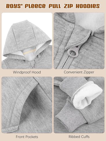 Cooraby 3 Packs Baby and Toddler Boys Long Sleeve Full-Zip Hoodies Infant Fleece Hooded Sweatshirts Jacket with Pouch Pockets in Saudi Arabia