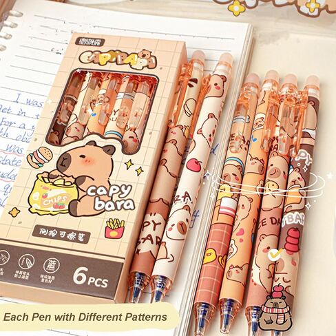 6 PCS CAPYBARA ALSABLE AMLONS ALES ALENS القابلة للسحب - AMLAINE GEL INK ALS DESICE CUTE CARON in Saudi Arabia