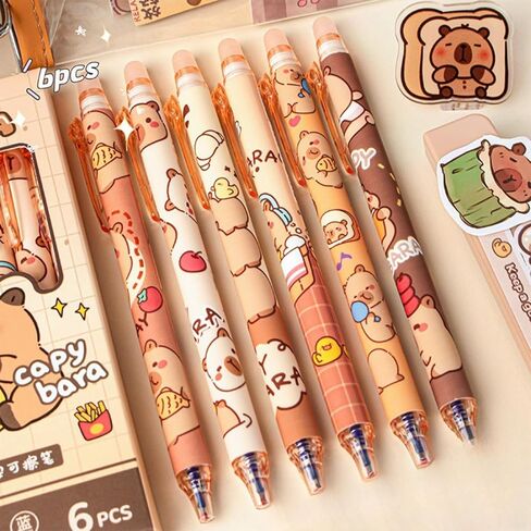 6 PCS CAPYBARA ALSABLE AMLONS ALES ALENS القابلة للسحب - AMLAINE GEL INK ALS DESICE CUTE CARON in Saudi Arabia