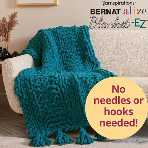 Bernat alize بطانية EZ Stripes Limeade Yarn - 2 حزمة من 180 جم/6.3 أوقية - 100 ٪ بوليستر - #7 جامبو - 18 ياردة - الحياكة/الكروشيه in Saudi Arabia