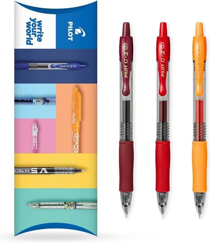 Pilot G -2 Retractable Gel Ink Rollerball Lev - 0.7mm Nib Tip - مجموعة وسادة مجموعة من 3 نغمات حمراء in Saudi Arabia