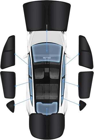 2024 Model 3 Highland Roof Sunshades, 2 in 1 Ice Crystal Sunshades for 2024 Refreshed Tesla Model 3 Glass Roof Sunshades with Triangular Sunshades UV/Sun Protection Heat Insulation (Black) in Kuwait