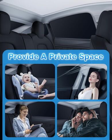 2024 Model 3 Highland Roof Sunshades, 2 in 1 Ice Crystal Sunshades for 2024 Refreshed Tesla Model 3 Glass Roof Sunshades with Triangular Sunshades UV/Sun Protection Heat Insulation (Black) in Kuwait