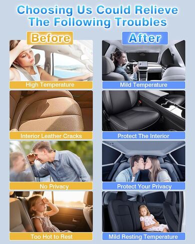 2024 Model 3 Highland Roof Sunshades, 2 in 1 Ice Crystal Sunshades for 2024 Refreshed Tesla Model 3 Glass Roof Sunshades with Triangular Sunshades UV/Sun Protection Heat Insulation (Black) in Kuwait