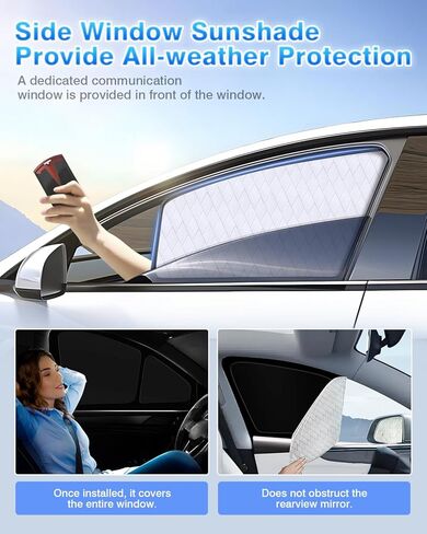 2024 Model 3 Highland Roof Sunshades, 2 in 1 Ice Crystal Sunshades for 2024 Refreshed Tesla Model 3 Glass Roof Sunshades with Triangular Sunshades UV/Sun Protection Heat Insulation (Black) in Kuwait