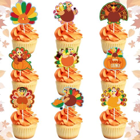 Whaline 72 Pack Halloween Cupcake Toppers with Sticks and Glue Point 9 Design Happy Halloween Decorations Trick أو Treat Cupcake Toppers for Holiday Birthday Party Supplies in Saudi Arabia