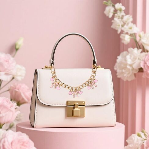 2pcs bowknot Purse Chain Straps, Stylish Bow and Love Heart Pendent Bag Extender Chain Replacement Accessories Decorative Purse Charms Keychains for Handbag Shoulder Crossbody Bag in Saudi Arabia