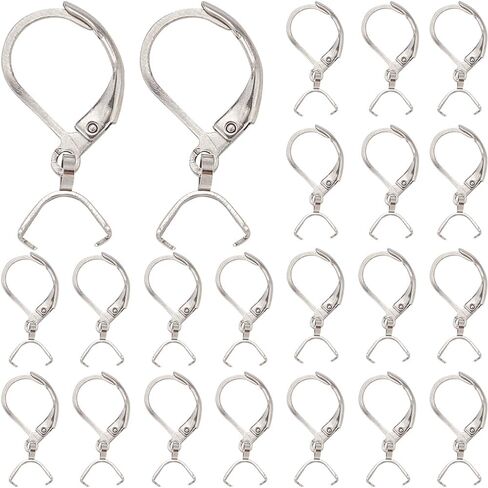 SUNNYCLUE 1 Box 40Pcs Leverback Ear Wires Silver Earring Hooks Bulk Metal 304 Stainless Steel Dangle Wire Hook Findings with Ice Pick Pinch Bails for Jewelry Making Earrings DIY Crafts Accessories in Saudi Arabia