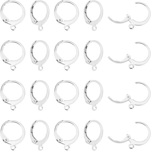 UNICRAFTALE 40pcs Stainless Steel Earrings Hooks Findings, Silver Hypoallergenic Leverback Earring Findings Earrings Accessories for DIY Earrings Jewelry Making Craft in Saudi Arabia