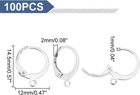 UNICRAFTALE 40pcs Stainless Steel Earrings Hooks Findings, Silver Hypoallergenic Leverback Earring Findings Earrings Accessories for DIY Earrings Jewelry Making Craft in Saudi Arabia