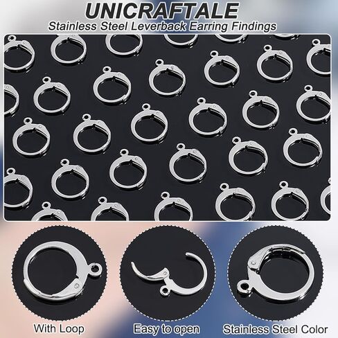UNICRAFTALE 40pcs Stainless Steel Earrings Hooks Findings, Silver Hypoallergenic Leverback Earring Findings Earrings Accessories for DIY Earrings Jewelry Making Craft in Saudi Arabia