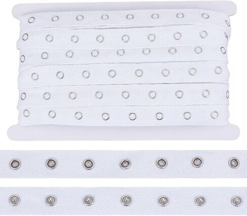 FREEBLOSS 10 Yards 0.8'' Wide Metal Snap Button Tape with Cotton Trim 1" Spacing Fastener Press Stud Ribbon for Sewing DIY Clothing Accessories, White in Saudi Arabia