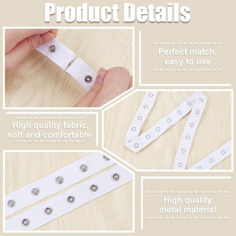 FREEBLOSS 10 Yards 0.8'' Wide Metal Snap Button Tape with Cotton Trim 1" Spacing Fastener Press Stud Ribbon for Sewing DIY Clothing Accessories, White in Saudi Arabia