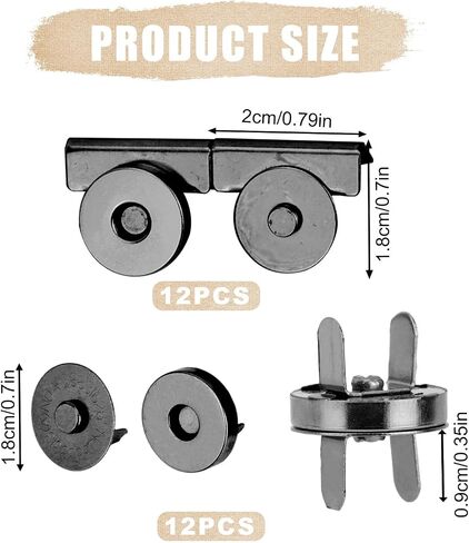 24 Pairs Magnetic Snaps for Purses Totes, 2 Styles Seamless Magnetic Clasps Buttons No-Sew Metal Purse Closure for Leather Cloth Sewing Crafts (Copper) in Saudi Arabia