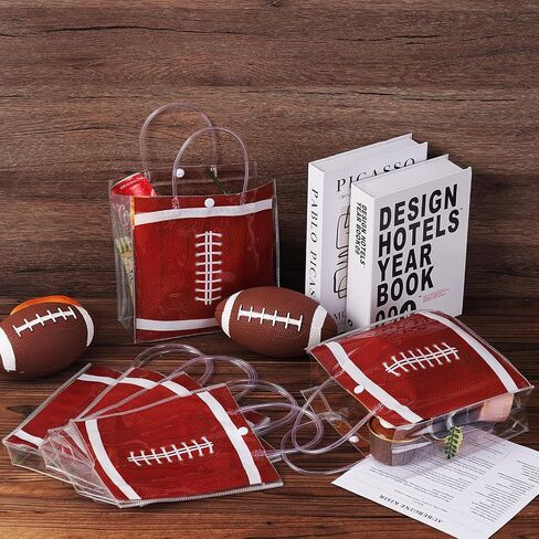 HGWNQX Football Party لصالح حقائب الهدايا ، 20 جهاز كمبيوتر كرة القدم PVC Clear Treat Goodie Snack Bags مع مقابض ، أكياس حلوى كرة القدم لمستلزمات زخرفة حفلات الفريق الرياضي in Saudi Arabia