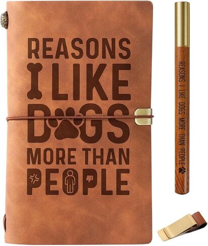 Innobeta Dog Dad Dadts for Men ، Dog Lover Leather Journal Notebook مع Pen 7.87 × 4.7 غطاء ، 4 × 7.5 صفحات (بوصة) ، هدايا مضحكة لأبي الكلاب في عيد الأب ، عيد الميلاد ، عيد الميلاد - مثل in Saudi Arabia