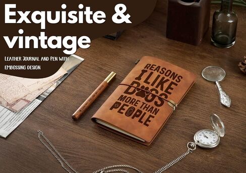 Innobeta Dog Dad Dadts for Men ، Dog Lover Leather Journal Notebook مع Pen 7.87 × 4.7 غطاء ، 4 × 7.5 صفحات (بوصة) ، هدايا مضحكة لأبي الكلاب في عيد الأب ، عيد الميلاد ، عيد الميلاد - مثل in Saudi Arabia