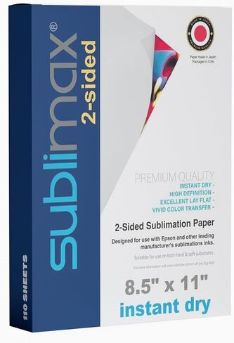 ورق تسامي 8.5x11 - متوافق مع حبر Brother SP1 وطابعة - جاف فوري - بدون تلطيخ - مثالي للأقداح ، البهلوانات ، القمصان (حزمة 110 ورقة) in Kuwait