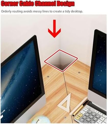 Brown Triangle Monitor Stand Riser for Dual Monitors - Corner Desk Organizer for Office & Home Use, Space-Saving Design for Enhanced Productivity and Comfort in Saudi Arabia