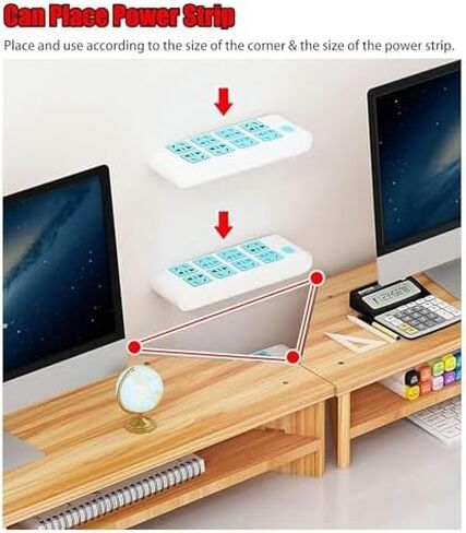 Brown Triangle Monitor Stand Riser for Dual Monitors - Corner Desk Organizer for Office & Home Use, Space-Saving Design for Enhanced Productivity and Comfort in Saudi Arabia