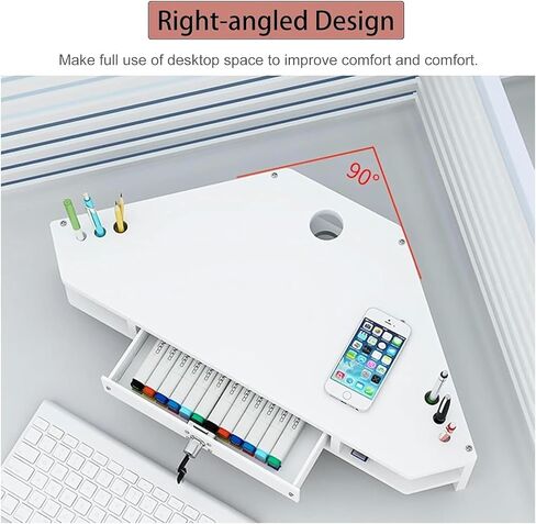 Ergonomic Triangle Monitor Stand with Drawer, Corner Computer Riser, Adjustable Desk Organizer, Space-Saving Storage Rack for Home & Office Use in Saudi Arabia