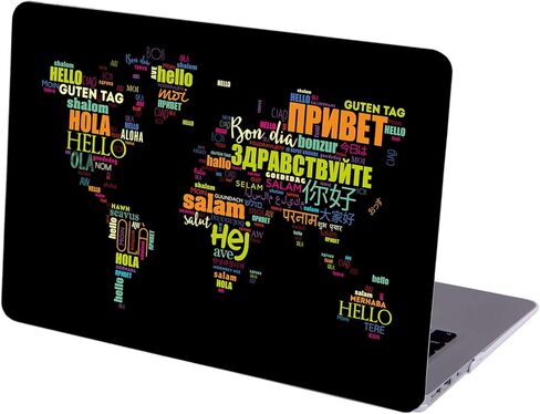 Mingdao Case متوافق مع MacBook Air 13 بوصة شبكية الشبكية معرف اللمس ، غطاء لوحة مفاتيح قذيفة واقية صلبة (M1 A2337 A2179 A1932 ، 2018-2020) - خريطة العالم المطبعية لغة مختلفة مرحبا in Kuwait