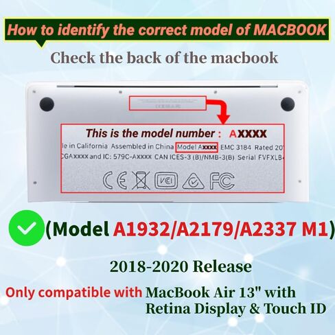 حالة قذيفة الكمبيوتر المحمول متوافقة مع MacBook Air 13 Inch 2018 2018 2020 Model A1932 A2179 A2337 M1 ، غطاء كمبيوتر بلاستيكي رفيع و Flim لوحة المفاتيح للإصدار الجديد 13.3 بوصة ، 99 خريطة عالمية in Saudi Arabia
