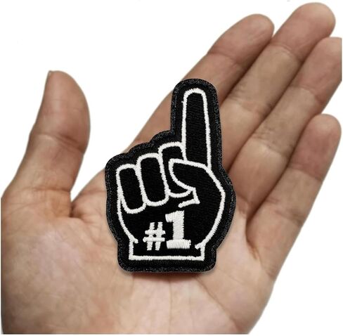 12pcs واحد أصبع تحية أصابع واحد رقم 1 الحديد على بقع مطرزة على الماكينة تطريز لعبة التشجيع الرياضية يوم الشاحن in Saudi Arabia