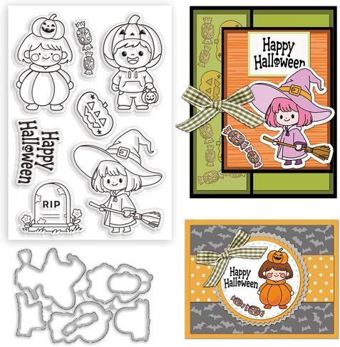 ختم السمات الهالوين وموت قطع مجموعة ختم واضحة القطع المقطوعة ل DIY Scrapbooking قرع الطوابع سيليكون الطوابع نقش الإستنسل in Saudi Arabia