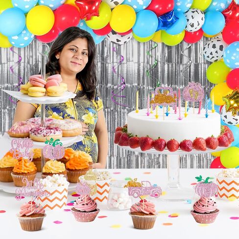 48pcs Glitter Pumpkin Oh Baby Cupcake Topcake Topcake Pink Little Pumpcake Cupcake Topcake Fall Fall Pumpkin Babin Baby Cupcake لخريف عيد الشكر ، فالجنومين ، تكشف عن زينة كعكة الحفلات in Kuwait