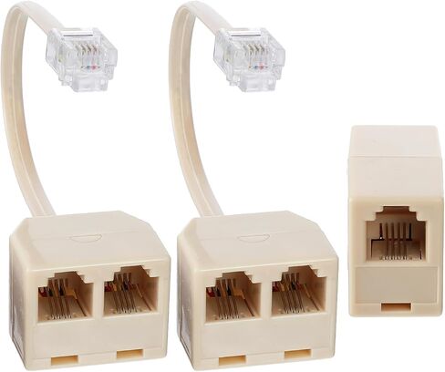 3 PCS 2 Way Phone Splitter Ivory RJ11 ذكر إلى أنثى 6P4C محول خط الهاتف محول سلك الهاتف مع كابل 1 هواتف خط الهواتف المقرنة للخط الأرضي والفاكس in Saudi Arabia
