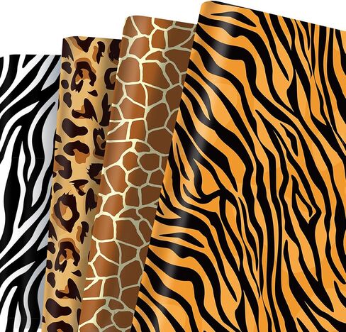 12 Sheets 20x27 Inch Animal Prints Wrapping Paper Set | Safari Leopard Zebra Tiger Giraffe Cheetah Paw Skin Print Decorative Craft Paper Jungle Animal Fur Designs for Birthday,Baby Shower,DIY Crafts in Saudi Arabia