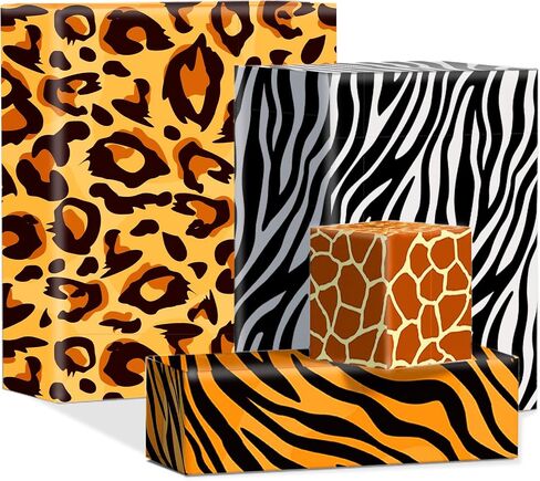 12 Sheets 20x27 Inch Animal Prints Wrapping Paper Set | Safari Leopard Zebra Tiger Giraffe Cheetah Paw Skin Print Decorative Craft Paper Jungle Animal Fur Designs for Birthday,Baby Shower,DIY Crafts in Saudi Arabia