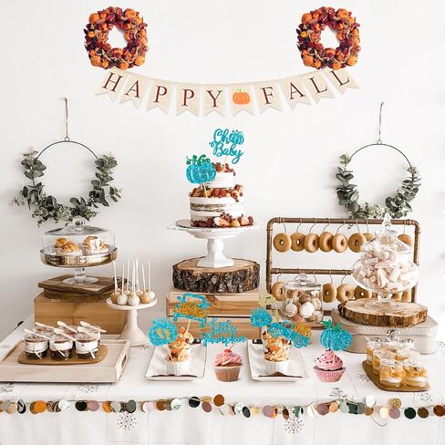 48Pcs Glitter Pumpkin Oh Baby Cupcake Toppers Pink Little Pumpkin Cupcake Toppers Fall Theme Pumpkin Baby Shower Cupcake Picks for Fall Thanksgiving Halloween Gender Reveal Party Cake Decorations in Kuwait