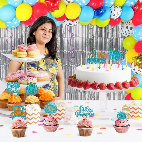 48Pcs Glitter Pumpkin Oh Baby Cupcake Toppers Pink Little Pumpkin Cupcake Toppers Fall Theme Pumpkin Baby Shower Cupcake Picks for Fall Thanksgiving Halloween Gender Reveal Party Cake Decorations in Kuwait