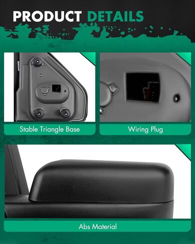 SCITOO Towing Mirror fit for Ford Exterior Mirror fit 2007-2014 for Ford for F-150 Truck with Amber Turn Signal and Puddle Light Heated Power Controlling and Manual Folding (Driver Side) in Kuwait