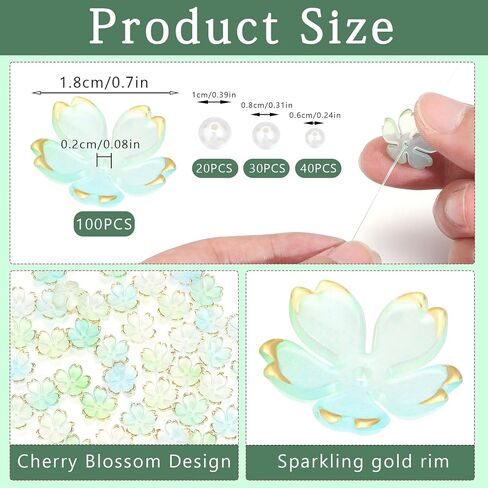 120Pcs Cherry Blossom Acrylic Flower Beads, Shiny Gold-Plated Floral Spacer Beads 5-Petal Gradient Floral Beads for Necklaces Bracelets Earrings Cell Phone Chain DIY Jewelry Making,Mixed Color in Kuwait