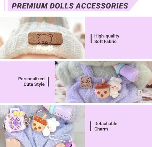 Clothes for 17cm Dolls(NO Doll), Stylish Kawaii Purple Outfit Set with Hat Romper & Camera Backpack Accessories Suit, Cute Clothes for Dress Up Unique Style in Saudi Arabia