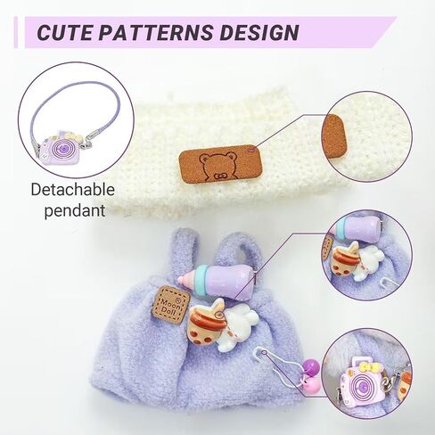 Clothes for 17cm Dolls(NO Doll), Stylish Kawaii Purple Outfit Set with Hat Romper & Camera Backpack Accessories Suit, Cute Clothes for Dress Up Unique Style in Saudi Arabia