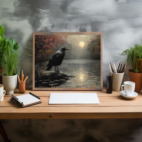 الطلاء Zuvrdiai حسب الرقم للبالغين ، مقدمة القمر في Raven ، والبالغين من الحرف اليدوية بالأرقام ، والهدايا المصنوعة يدويًا 16 × 20 بوصة in Saudi Arabia