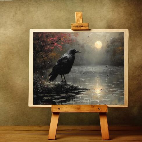 الطلاء Zuvrdiai حسب الرقم للبالغين ، مقدمة القمر في Raven ، والبالغين من الحرف اليدوية بالأرقام ، والهدايا المصنوعة يدويًا 16 × 20 بوصة in Saudi Arabia