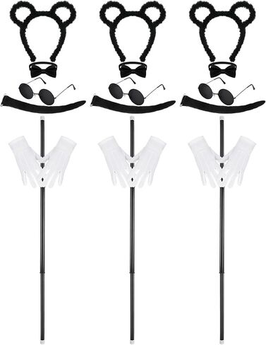 Karenhi 15 Pcs Halloween Mouse Costume Accessories Mouse Headband Bow Tie Choker Ears Dark Sunglasses Black Cane and White Gloves Halloween Costume Accessories for Halloween Cosplay Costume in Saudi Arabia