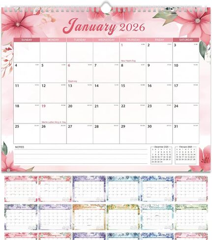 2026 التقويم ، تقويم الحائط 2026-2027 ، 11 "× 14.2" تقويم مكتب شهري للمنزل والمكتب ، 18 شهرًا من يناير 2026 إلى يونيو 2027 مع نظرة عامة على العطلة in Saudi Arabia