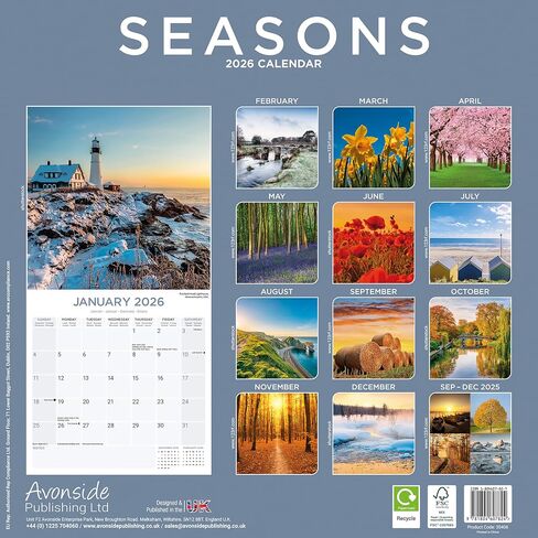 Seasons Calendar 2026 | 12 Month Wall Calendar | Avonside Publishing | Plastic Free Packaging in Saudi Arabia