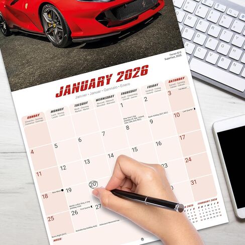 Ferrari Calendar 2026 | 12 Month Wall Calendar | Avonside Publishing | Plastic Free Packaging in Saudi Arabia