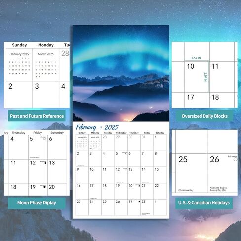 2026 تقويم الحائط ، تقويم الحائط شهري درب التبانة ، 12 "× 24" مفتوح ، منظم تقويم مخطط عائلي مع صور درب التبانة in Kuwait