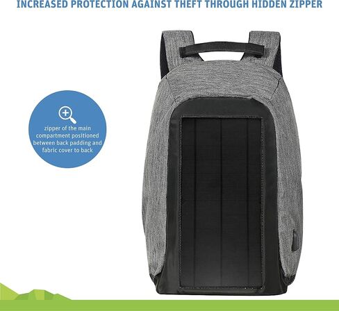 Jauch Solar Backpack London 40 مكافحة السرقة | 10W لوحة شمسية متكاملة مع منفذ شحن USB 5V | 40 لتر | مقاومة للماء ، متين | يتقاضى الهواتف الذكية والأجهزة اللوحية وأجهزة GPS وأجهزة USB الأخرى in Saudi Arabia