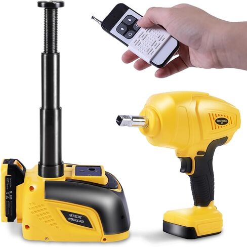 مجموعة رافعة أرضية السيارة الكهربائية STANDTALL 3 طن الكل في واحد رافعة مقصية أوتوماتيكية 12 فولت مع مفتاح ربط ومضخة نفخ الإطارات لتغيير الإطارات واستبدالها in Kuwait