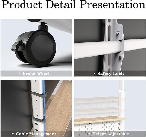 Fitueyes Rolling TV Floor Stand للحصول على أجهزة تلفزيون 40-85 بوصة ، وقوف تلفزيوني للهواتف المحمولة الشاقة على عجلات قابلة للقفل ، وعربة تلفزيونية مع رف تخزين خشبي كبير مع درج وألواح تصل إلى 132 رطلاً لغرفة النوم ، وغرفة المعيشة ، والمكتب in Kuwait