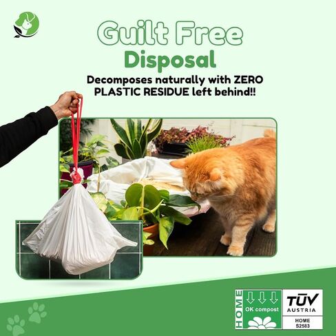 Tailhead Robot Liners – 100% Compostable - Compatible With Litter Robot 3/4 – 25" x 16" – Drawstring Close – Scent & Toxins Free – 40 Micron - Rip & Tear Resistant – 20 Count in Saudi Arabia